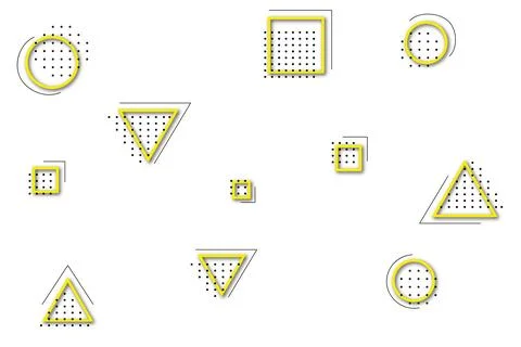 Multicolored triangles, rings, zigzags and dots. Illustrazione stock
