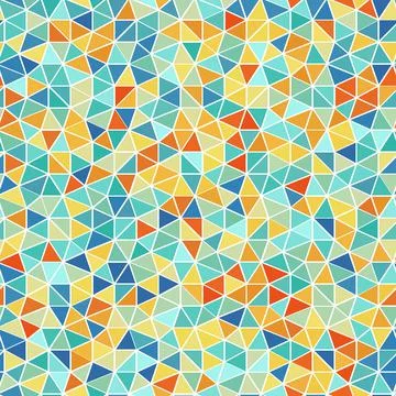 Multicolored triangles seamless vector pattern. Stock Illustration