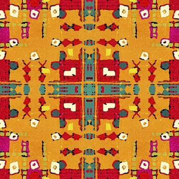  Multicolored Tribal Geometric Seamless Pattern Digital art collage techni... Stock Photos