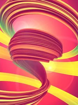 Multicolored twisted shape. Abstract geometric 3D render illustration Stock Illustration