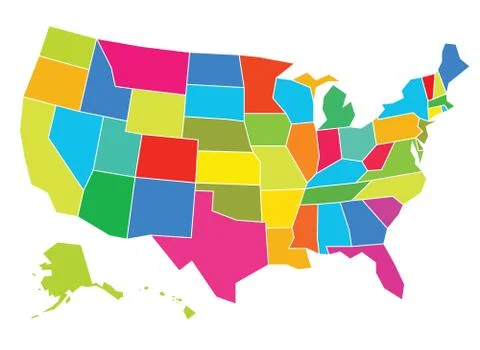 Multicolored USA Map Stock Illustration