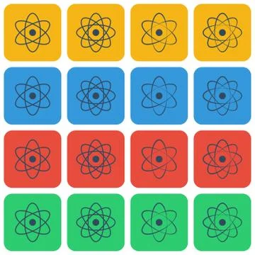 Multicolored vector atom icon set Stock Illustration