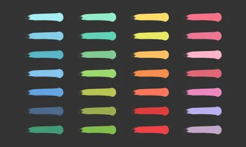 Multicolored vector brush strokes set. Colorful paint strokes. Vector EPS10 Stock Illustration