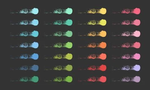 Multicolored vector brush strokes set. Colorful paint strokes. Vector EPS10 Stock Illustration