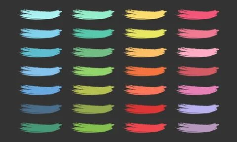 Multicolored vector brush strokes set. Colorful paint strokes. Vector EPS10 Stock Illustration