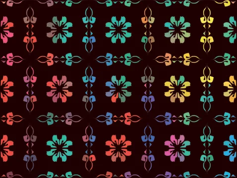 Multicolored vector flower ornament on a black background Stock Illustration