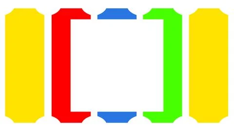 Multicolored vertical banners framing a white square space Stock Illustration