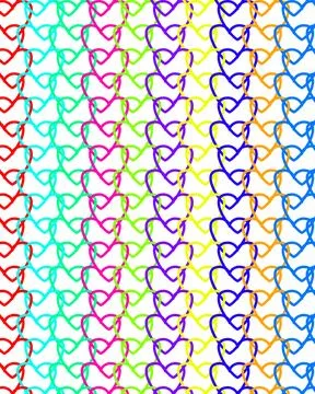 Multicolored vertical linked heart chains on white Stock Illustration
