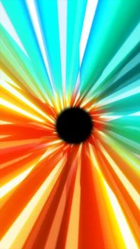 Multicolored warp vortex with radiant streaks converging into a dark center.. Stockillustratie