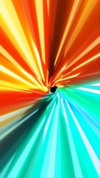 Multicolored warp vortex with radiant streaks converging into a dark center.. Stock Illustration