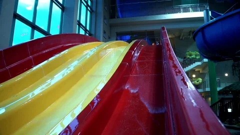 Multicolored water and pool in summer aqua park Video stock 78500298