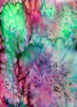 Multicolored watercolor background with granulation effect. Pink, green and Stock Illustration