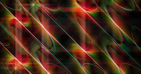 Multicolored wavy light beams moving on a dark background Stock Footage 285498572