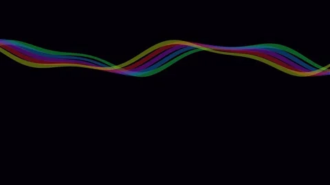 Multicolored Wavy Lines, Abstract Ribbon Animation Stock Footage 340364509