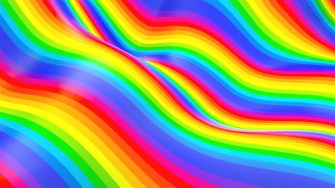 Multicolored wavy stripes. Computer generated surface with rainbow colors, 3d Stock-Illustration