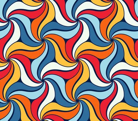 Multicolored whirlpool concentric waves seamless pattern. Vector illustration. Stock Illustration