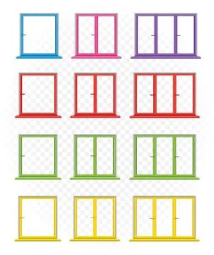 Multicolored windows template set Stock Illustration