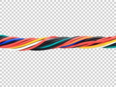 Multicolored wire cable of usb and adapter isolated on white background.Elect Stock Photos