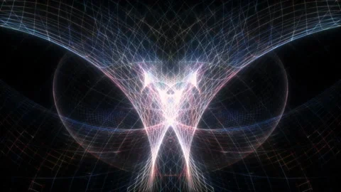 Multicolored wire mesh glow with center flare light Stock Footage 159980541