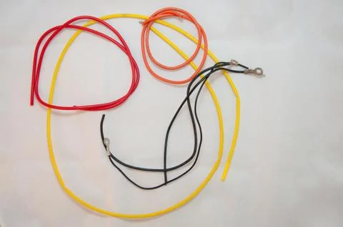 Multicolored wires on white background Stock Photos