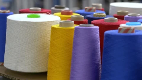 Multicolored Wool Rolls Prepared for Textile Industry Production 库存影片 328643711