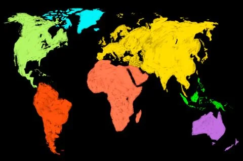 Multicolored world map, isolated Stock Photos
