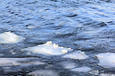 Multicolored world of spring ice drift on the river Stock Photos