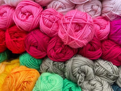 Multicolored yarn for knitting , close-up. View from above Stock Photos