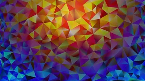 Multicolored yellow, blue, red polygonal kaleidoscope abstract background, co 스톡 일러스트