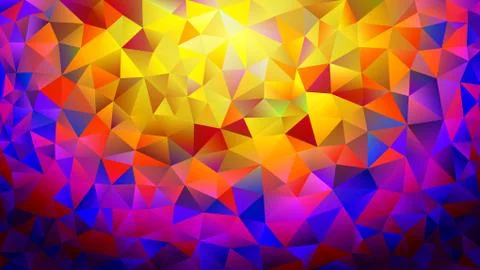 Multicolored yellow, blue, red polygonal kaleidoscope abstract background, co Illustrazione stock