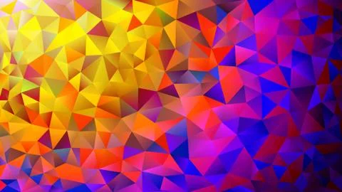 Multicolored yellow, blue, red polygonal kaleidoscope abstract background, co Ilustração Stock