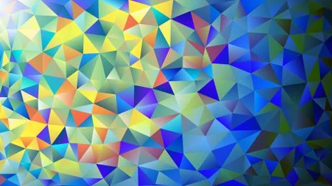 Multicolored yellow, blue, red polygonal kaleidoscope abstract background, co Stock Illustration