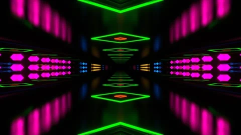 Multicolors Flashing Geometric Frames and Abstract LED Panels Background VJ  Stock Footage 344099489