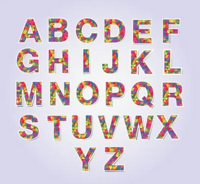 Multicolors polygon font 库存插图