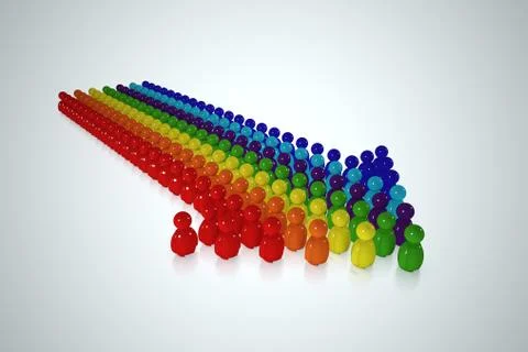 Multicolour arrow formed by 3d stylized human Stock Illustration