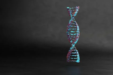 Multicolour  DNA molecule complex spiral structure on a black background, med イラスト素材