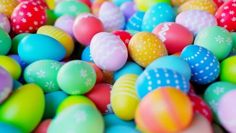 Multicolour Easter eggs. Bright colour painted eggs while spring celebration. 動画素材 158247209