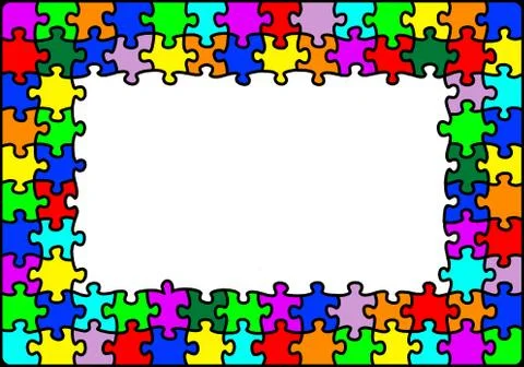 Multicolour jigsaw puzzle border Illustrazione stock