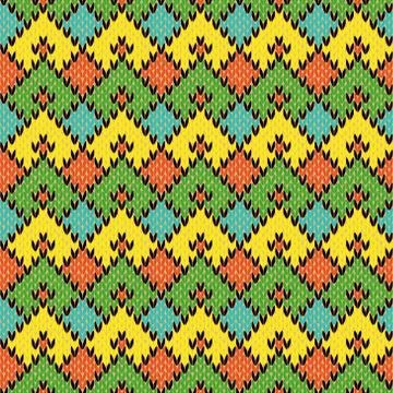 Multicolour Knitted Seamless Geometric Pattern Stock Illustration