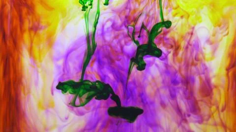Multicolour Paint Dyes Dissolving in of Water on White Background Stock-Illustration