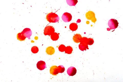 Multicolour paint splash on white canvas. Splatter isolated from different co Stock Photos