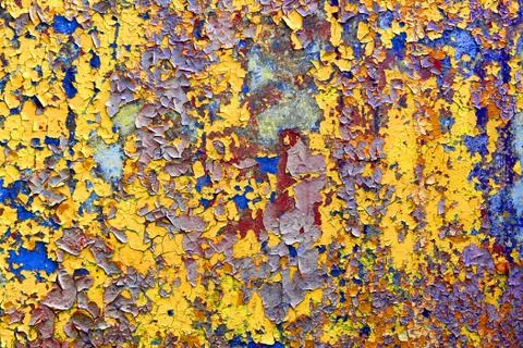 Multicolour psychedelic abstract background. flakes of paint on concrete wall Stock Photos