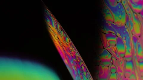 Multicoloured chemical liquid surface, interference pattern of film Stock Footage 314236058