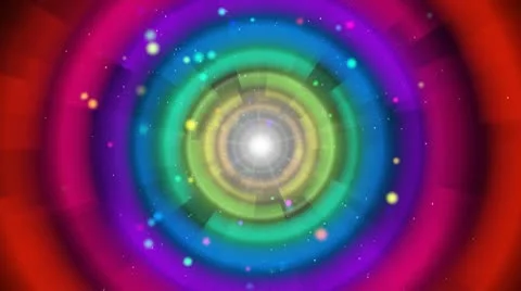 Multicoloured circles and particles loop background Stock Footage
