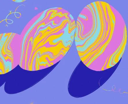 Multicoloured Easter eggs on a purple background. Spring holiday Stock Illustration