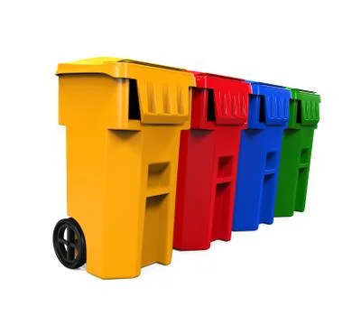Multicoloured Garbage Trash Bins Illustrazione stock