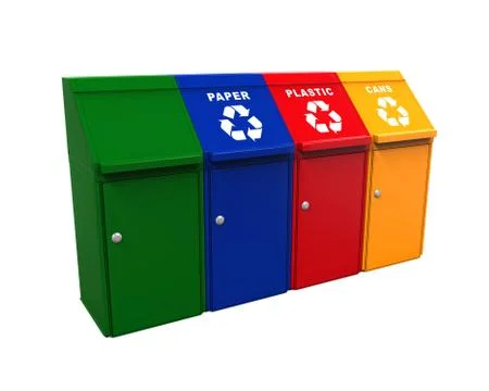 Multicoloured Garbage Trash Bins Illustrazione stock