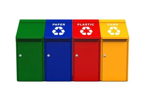 Multicoloured Garbage Trash Bins Illustrazione stock