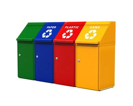 Multicoloured Garbage Trash Bins Illustrazione stock