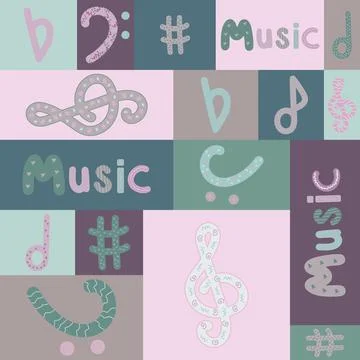 Multicoloured music pattern Stock Illustration